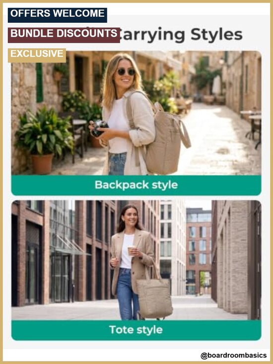 Convertible Tote Backpack for Work and Travel, 15.6 Inch Laptop Compartment